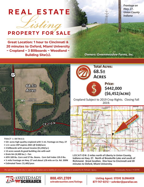 Listing brochure cover - REAL ESTATE FOR SALE IN UNION COUNTY, INDIANA